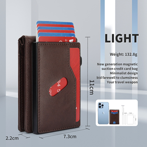 Magnético desmontable <span class=keywords><strong>RFID</strong></span> PU cuero GPS Chip Tracker Pop up <span class=keywords><strong>Card</strong></span> Wallet Smart Mens Metal aluminio tarjetero - Product Image 5