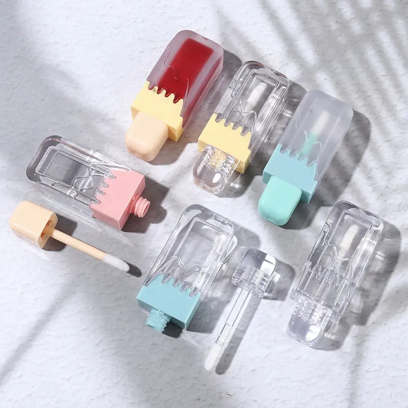 4ml kem hình DIY Lip Gloss ống miệng Màu Đỏ rỗng ống trong suốt Lip Gloss bao bì chai mỹ phẩm ống nhựa