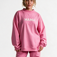 Sweat-shirt d'hiver personnalisé pour femme, col montant, broderie 3D, badge à sequins et logo personnalisé, vente en gros usine