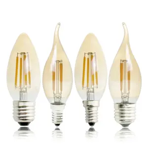 C35/C35L 4w 6W E14 E12 Base LED Vintage Edison lampadina candelabri LED filamento candela lampadina trasparente bianco caldo 2700K AC 120V 220V