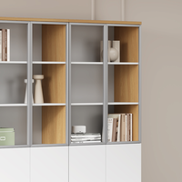 Armoire de rangement de fichiers en bois, classique et moderne, avec cadre en aluminium, finition mélamine élégante pour le bureau, l'école et l'atelier.
