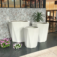 QUNHAO B2193 Pot Bunga Keramik Berlapis Putih Hitam Ramah Lingkungan untuk Dalam/Luar Ruangan Ukuran L Desain Modern untuk Tanaman Sukulen di Rumah