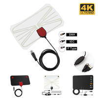 Antena de TV Digital Transparente para Interiores 4K con Amplificador, Antena de TV Digital Adhesiva para Casa, RV, Camping, Canales Locales Gratuitos