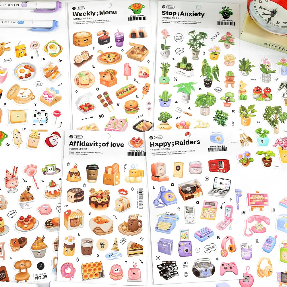 Stiker PUNK 2 buah/pak makanan minum makanan penutup buah makanan ringan es krim Washi stiker DIY Label kerajinan untuk buku tempel pembuatan kartu 04963