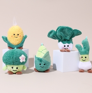 Portachiavi Creativi a Forma di Verdure con Espressioni Divertenti: <span class=keywords><strong>Aglio</strong></span>, Zenzero, Cipollotto, Frutta e Piante - Peluche Imbottiti in Cotone PP per Macchine Artiglio - Product Image 4