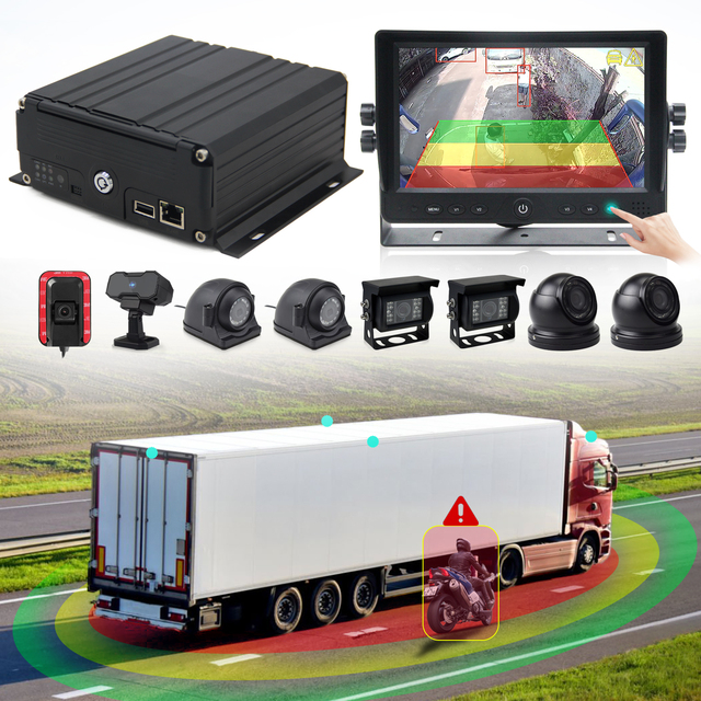Intelligent AI 8CH HD Mobile DVR with GPS Tracking, Live Video, 9" Display, Mois, Bsis All-in-One System