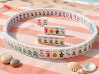 Premium Ada Tropikal Plaj Amerikan Mahjong Seti Palm Count Eşleşmeleri Karo Değeri Kırmızı Rakam Sörf Tahtası Crak Yeşil Frond