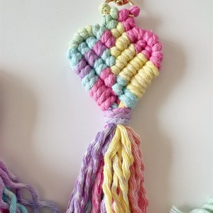 En gros Porte-clés Cœur en Macramé en Coton, Fait Main, Tressé, Style Bohème, Pendentif de Sac - Product Image 2