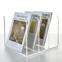 Organisateur de bureau en acrylique transparent à 3 compartiments, support pour dossiers et cahiers, étagère de rangement transparente pour le bureau, la maison et l'étude, fabrication OEM