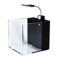 Mini aquarium en acrylique transparent, petit aquarium de bureau, aquarium de table basse avec support de suspension lumineux pour la décoration de bureau et de la maison