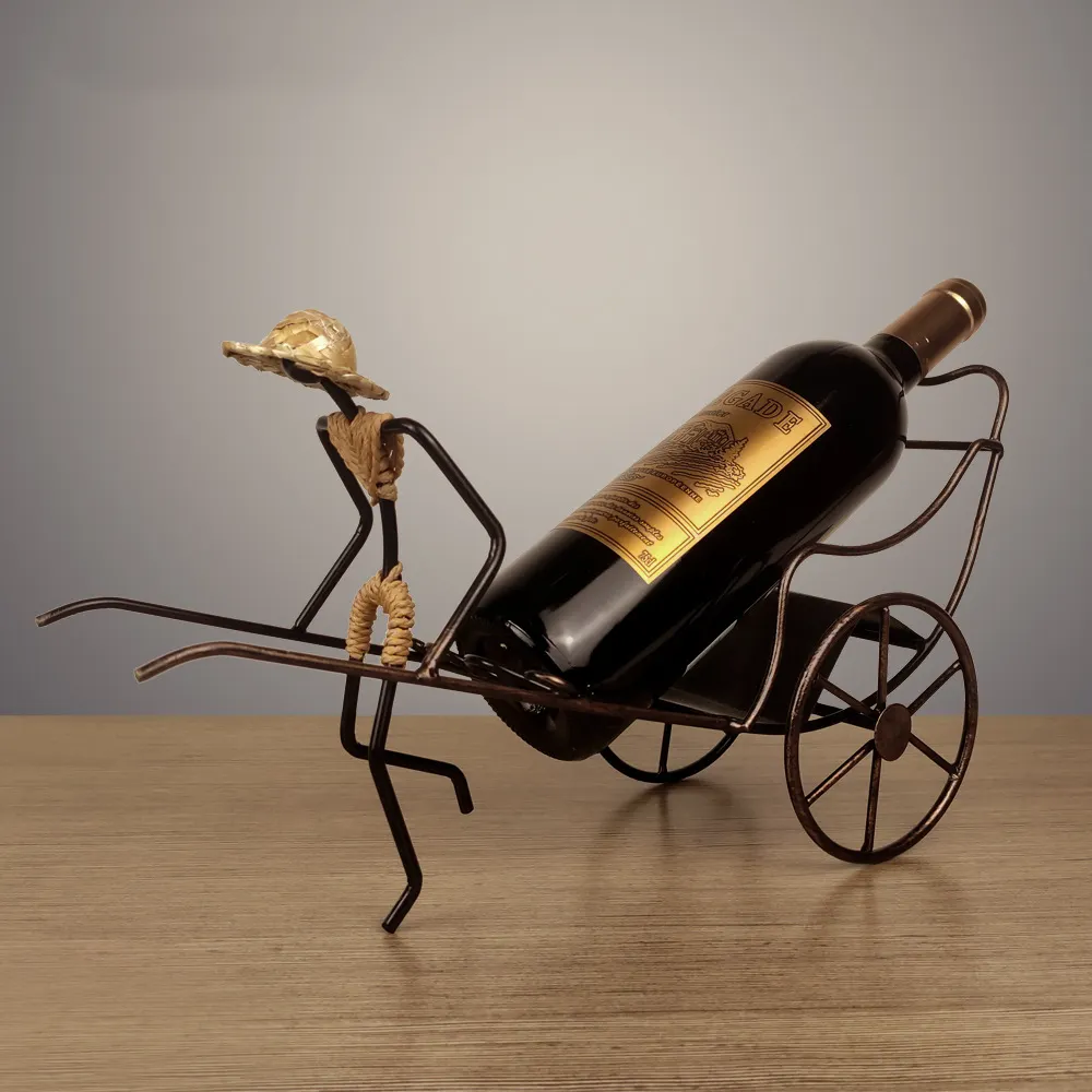 Estante de Metal Rickshaw para vino, estante de hierro antiguo para decoración del hogar, regalo de estilo chino