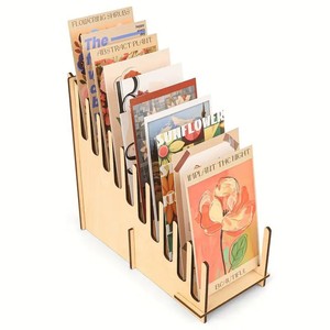 Expositor de tarjetas de felicitación de madera, estante de almacenamiento de escritorio con niveles, expositor de pegatinas para tiendas, estante de almacenamiento de CD de madera - Product Image 1