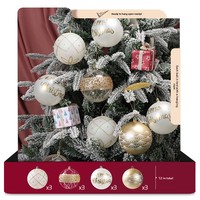 Boule de Noël 10 cm, 12+ styles, peinture colorée, galvanoplastie, décorations suspendues pour fêtes, anniversaires, arbre de Noël