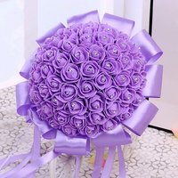 Pas cher prix rose artificielle fleur de mariée demoiselle d'honneur bouquet ruban fait main de mariage mousse fleur bouquet