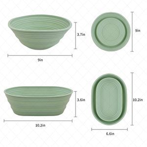 2Pcs Silicone Bread Proofing <b>Baskets</b> 10" Round & 9" Oval <b>Foldable</b> Dough Proofing Bowl Containers Sourdough Bread Baking Supplies - Product Image 3