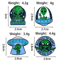 Ensemble de pin's émaillés mignons sur le thème des extraterrestres, broches amusantes en forme de soucoupe volante, cadeau spatial science-fiction pour sacs à dos et vestes