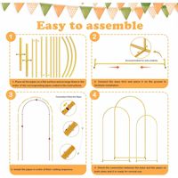 Arche de mariage en fer doré, durable, taille personnalisée, décoration de bouquet de ballons, style d'arche