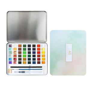 Ensemble de peinture à l'aquarelle pour artistes, 12, 36 ou 48 couleurs nacrées, pigments solides en forme de gâteau, avec pinceau, éponge et palette - Product Image 3