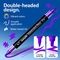 Marqueurs d'aquarelle à double pointe GuangNa GN8650A-24, 24 couleurs Morandi violet bleu, pour illustration de paysages, marqueurs artistiques à base d'eau