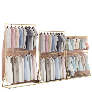 Expositor de <span class=keywords><strong>Ropa</strong></span> de Dos Niveles de Acero Inoxidable Estilo Art Deco, Fácil de Montar, para Tiendas Infantiles - Product Image 5