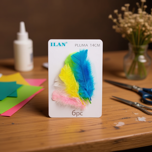 ILAN Pluma 14Cm Verde 6Pz Piume per Artigianato - Product Image 3