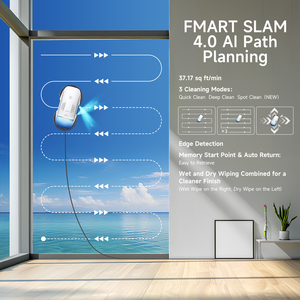 Robot nettoyeur de vitres automatique, léger (1150g), avec corde de sécurité de 5m, autonomie de 30min, appareil électroménager intelligent - Product Image 1