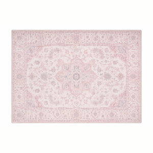 Alfombra Lavable <span class=keywords><strong>LIVEBOX</strong></span> Rosa de Poliéster con Pelo Cortado y Texturizado, 5x7, Grande, Estilo Tribal Vintage, Antideslizante, para Sala de Estar o Dormitorio - Product Image 1