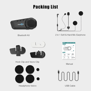 Casco Bluetooth <span class=keywords><strong>Intercom</strong></span> Motocicleta Intercomunicador Auriculares 1000m 6 Riders Grupo Comunicación Full Duplex Con Radio FM - Product Image 6