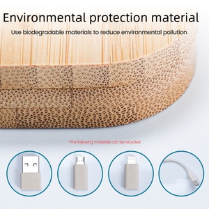 대나무 충전 케이블 데이터 케이블 보관함 60W 고속 충전 6 in 1 범용 휴대 전화 홀더 멀티 헤드 변환 - Product Image 4