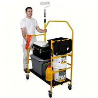 Plateforme mobile pliable en acier Q195 jaune peint, type mini échafaudage en H, capacité de charge 400 kg, idéale pour supermarchés (produit identique), portable et facile à monter.