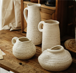 Jarrón de cerámica de estilo rústico para decoración del hogar, jarrones de porcelana blanca antigua única para decoración del hogar - Product Image 6