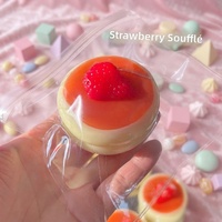 Jouets Squishy en forme de pudding aux fraises, en TPR, à remontée lente, balle anti-stress réaliste pour adultes, jouet sensoriel à presser pour soulager l'anxiété