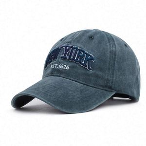 หมวกแก๊ป 6 แผง ผ้าฝ้าย 100% สำหรับผู้ชาย หมวกเบสบอล ปักโลโก้ New York แบบวินเทจ - Product Image 4