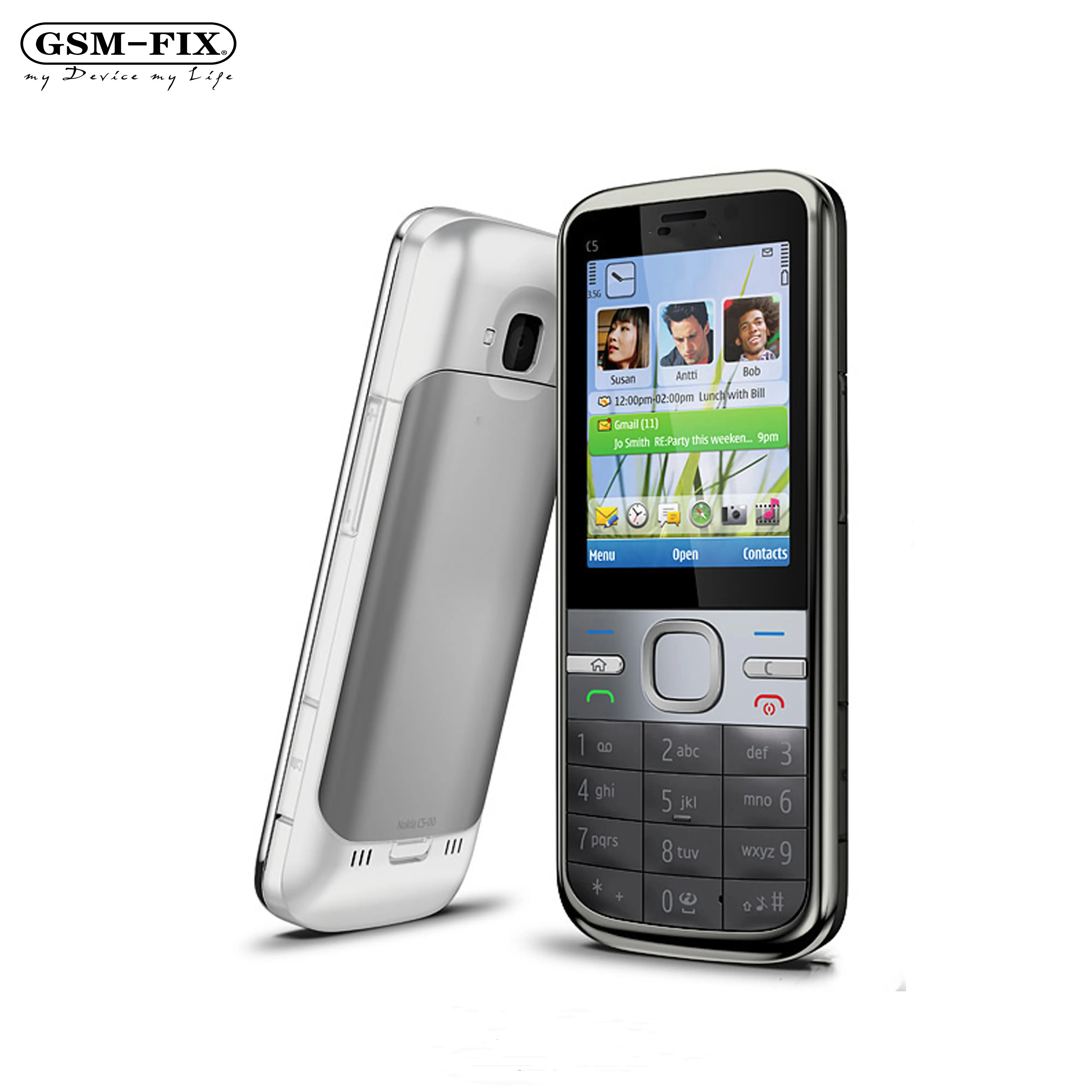 GSM-FIX מקורי עבור Nokia C5-00 נייד 3MP/5MP מצלמה 3G GPS Bluetooth FM זול C5-00i נייד טלפון