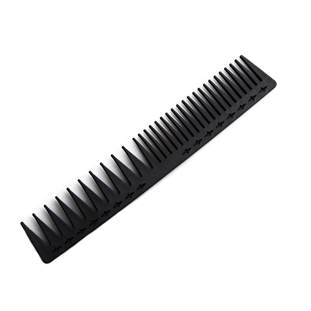 Black salon wide tooth comb with holes