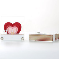 Bloc-notes romantique en acrylique/papier en forme de cœur 3D, thème amour, sculpture en papier 3D, bloc-notes créatif pour la Saint-Valentin, Tanabata