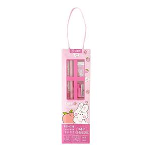 قطعة قرطاسية جائزة خمس قطع بدلة تعليمية قلم رصاص كرتون مسطرة قلم رصاص براية مطاطية هدايا صغيرة للبيع بالجملة - Product Image 1