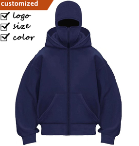 Produttori di Felpe da Uomo Invernali Personalizzate con Logo Ricamato, Felpe con Cappuccio a Doppio Strato, Felpa con Cappuccio e Zip con Maschera Ninja Balaclava per Uomo - Product Image 1