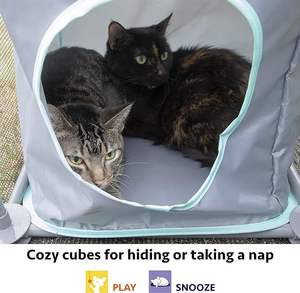 Tenda Pop-Up per Animali da Esterno con <span class=keywords><strong>Tunnel</strong></span> Pieghevoli per Gatti, Recinto per Gatti da Interno, Prodotti per Animali con Motivi di Cani e Gatti, Imballaggio in Cartone - Product Image 4