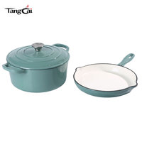 Ensemble de 2 ustensiles de cuisson émaillés : Cocotte 5QT et poêle à frire antiadhésive de 10 pouces en fonte émaillée pour la cuisine domestique