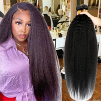 Extensions de cheveux humains 9A Kinky Straight Afro, lisses et soyeux, ondulés, en cheveux vierges indiens Remy, double trame, pour tissage de cheveux