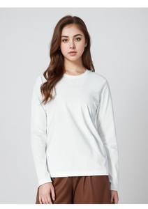 T-shirt unisexe en coton à col rond et manches longues - Product Image 5