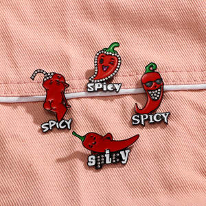 YINI 定制锌合金金属传统时尚趣味辣椒徽章别针，可定制颜色和徽标，适合男士和女士 - Product Image 5