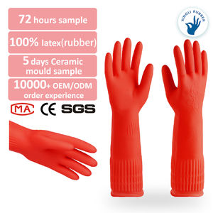 Gants ménagers en caoutchouc rouge de 38cm-Surface antidérapante texturée-Polyvalent pour le nettoyage, la <span class=keywords><strong>vaisselle</strong></span> et l'entretien ménager - Product Image 1