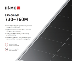 <strong>Longi</strong> Himo 9 Sea-Shield HPBC Industrial Roof N-Type Bifaciales Double Glass Monocrystalline Solar Panel <strong>de</strong> 750Watt 750W for Home - Product Image 3