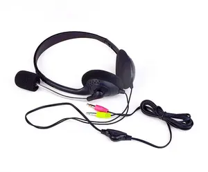 电脑办公教育培训双3.5毫米插孔音量控制麦克风有线呼叫中心耳机