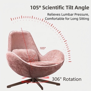 Fauteuil œuf moderne en velours 360 °   Fauteuil d'appoint pivotant en fer forgé pour salon, chambre et hôtel - Product Image 2