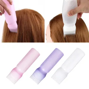 Vide 6oz cheveux huile distribution couleur colorant peigne applicateur presser bouteille en plastique avec mesure