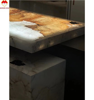 Pierre de luxe Pandora pierre de granit blanc cuisine durable comptoir d'île en marbre portable translucide