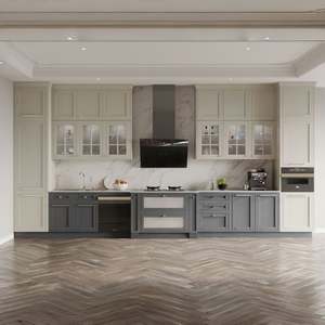 Modular Kitchen <b>Cabinet</b> Set Light Green Complete Modern Style Wooden Frame Easy Assembly Acrylic Kitchen Furniture for Apartment - Product Image 1